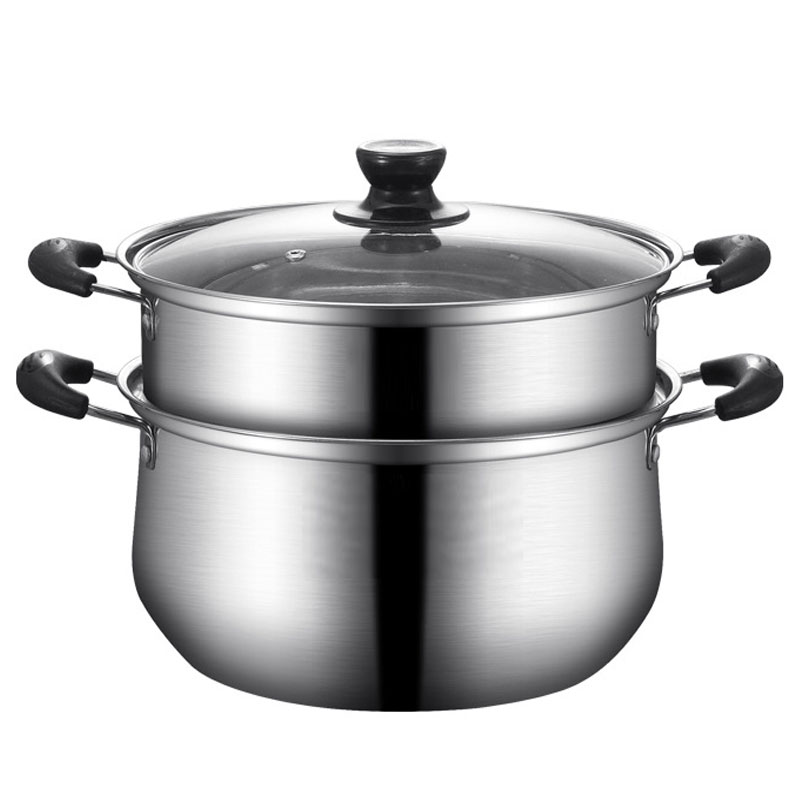 【双层不锈钢蒸锅】单人小蒸锅家用平底不锈钢加厚奶锅汤锅煮锅面