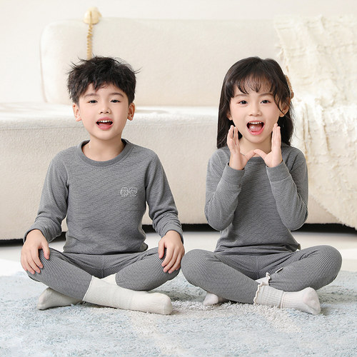 儿童秋衣秋裤套装加绒德男童女童保暖内衣秋冬女孩中大童打底抗寒