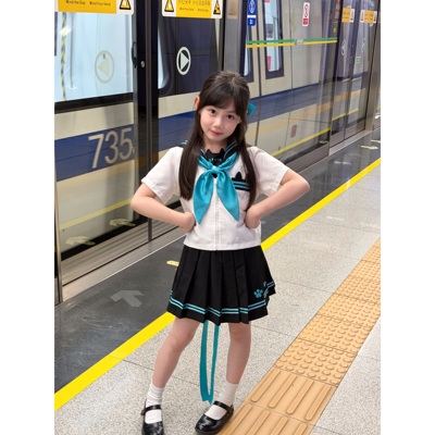 女童夏季JK学院风猫咪水手服