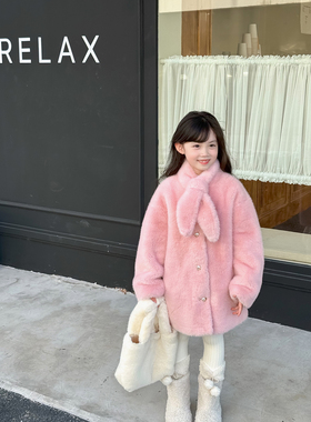 NONO CHILD 女童冬款千金感环保皮草保暖外套洋气大衣