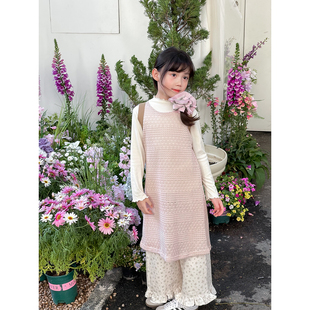 NONO CHILD春季2025春夏女童针织镂空背心裙叠穿连衣裙/碎花长裤