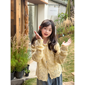 镂空针织翻领开衫 NONO 新品 女童春季 洋气百搭上衣外套 CHILD