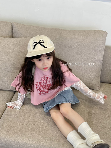 NONO CHILD 韩系春夏ins风儿童蝴蝶结鸭舌帽遮阳帽