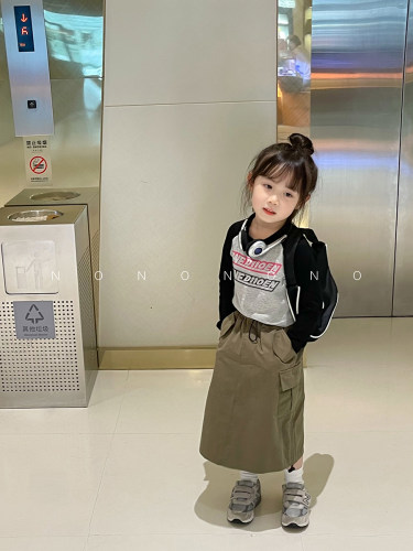 NONOKIDS2件套秋季撞色T恤半身裙