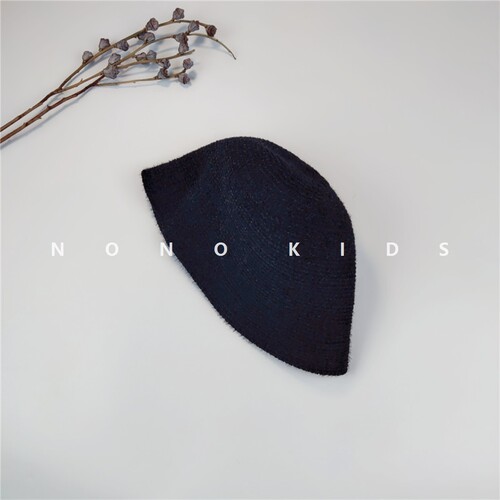 NONO CHILD秋冬新款ins女童雪尼尔水桶帽男女宝宝纯色渔夫帽盆帽