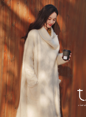 TU 獨家重工加厚牦牛绒拉绒大衣松弛感廓形富家千金感冬装外套