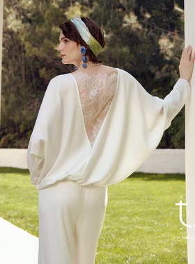 TU流萤淡人穿搭法式三醋酸长袖衬衫26春夏新款蕾丝衬衫设计感上衣