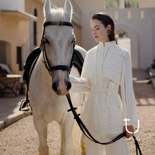 新款 镂空肌理立领风衣女26年春季 松弛感系带收腰外套上衣 过隙