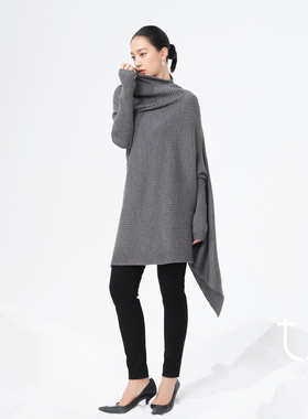 【森林北同款】TU女装半高领羊毛针织衫中长款小众设计感毛衣