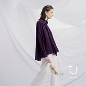 上衣2026年春新款 TU女装 超细羊毛雕塑感不对称衬衫 气质慵懒风衬衣