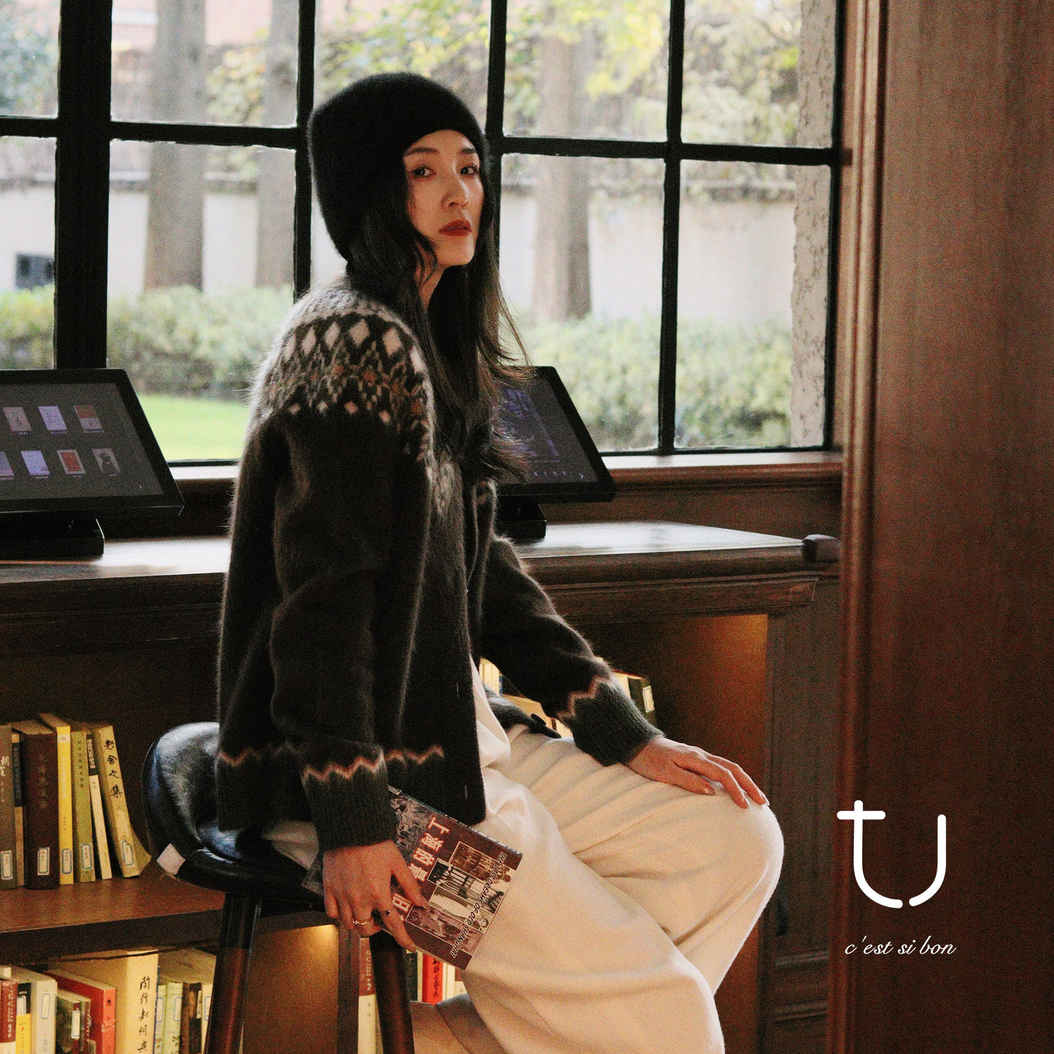 TU女装 翎胧雾叙 牦牛绒拉绒摩登费尔岛针织开衫26春新款打底毛衣