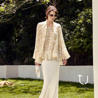 TU女装法式真丝刺绣提花衬衫上衣