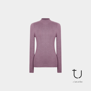 无缝袖 TU女装 新款 25年冬季 身内搭打底上衣 加厚半高领羊毛针织衫