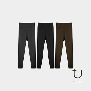 弹力加绒加厚小脚裤 TU女装 新款 25年冬季 山羊绒高腰打底瑜伽裤