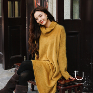 内搭打底上衣 牦牛绒拉绒荡领针织毛衣25冬新款 TU女装 奥黛庄园