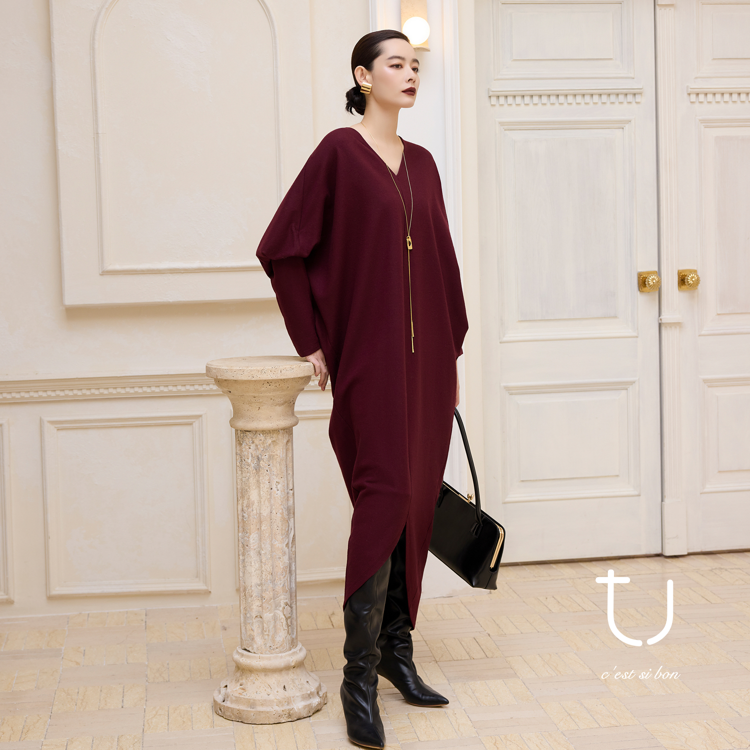 TU女装慵懒风中长款羊毛长裙