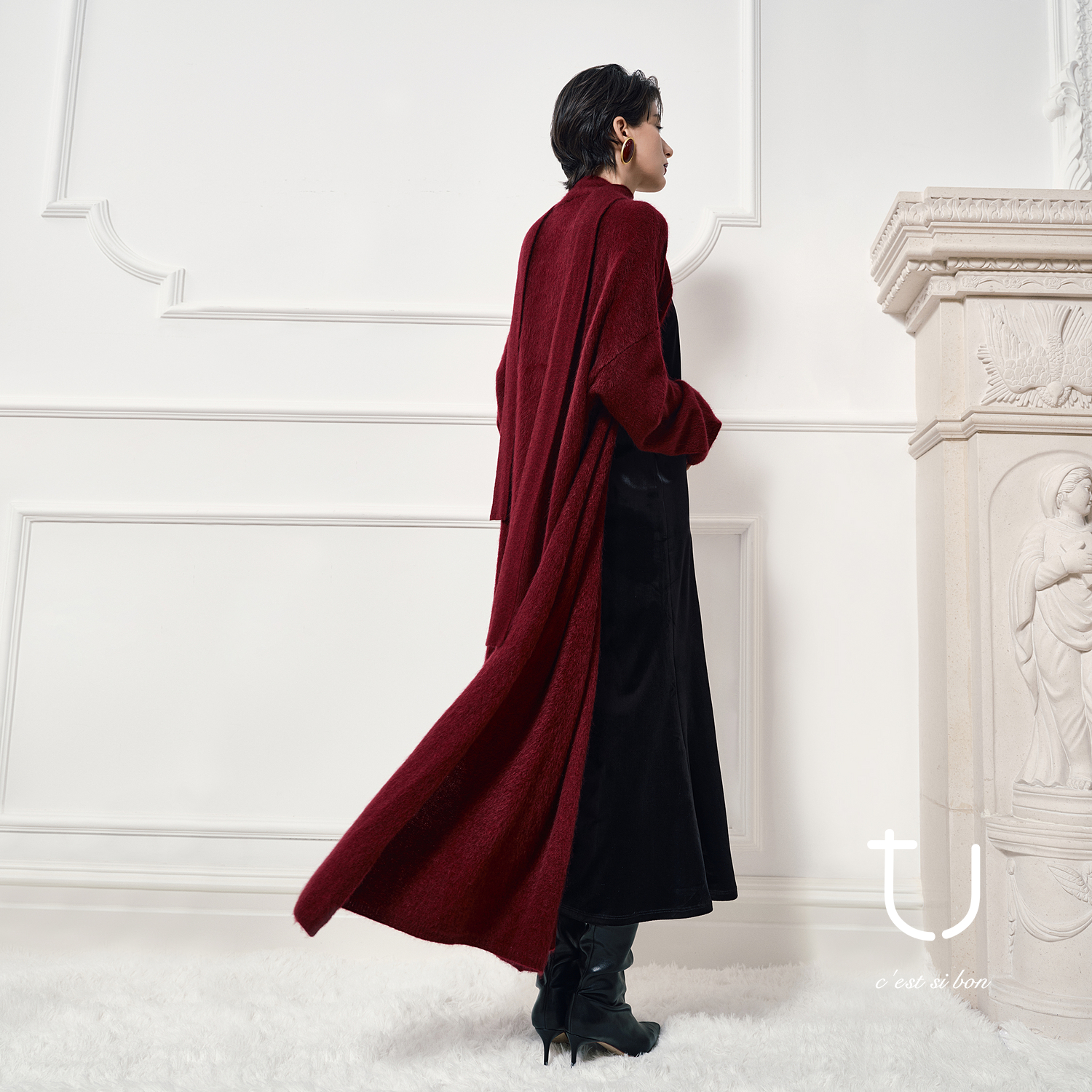 TU女装100牦牛绒松弛感开衫外套