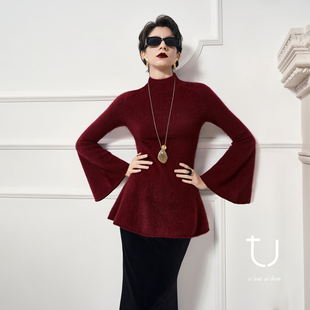 新款 牦牛绒拉绒立领针织毛衣25冬季 打底内搭上衣 乌普萨漫 TU女装