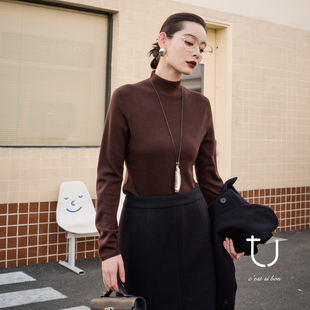 新款 内搭打底薄毛衣2025年冬季 双面织上衣 半高领羊毛针织衫 TU女装