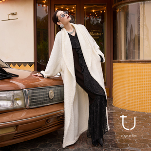 中长款 TU女装 新款 羊毛廓形上衣2025年冬季 肌理感风衣外套 芸絮