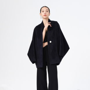 加厚款 新款 宽松廓形显瘦毛呢外套 秘鲁苏力羊驼毛大衣冬季 TU女装