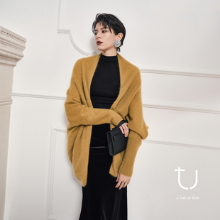 外套 1oo牦牛绒拉绒2025年冬琥珀流光疗愈绒感针织开衫 TU女装 沧澜
