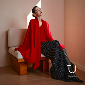 阔版 斗篷真丝上衣 桑蚕丝飘带衬衫 26年春新款 新年系列 TU女装