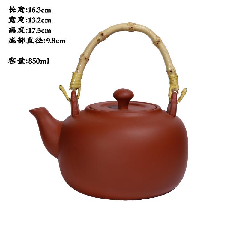 7L8K原矿提梁紫砂壶 全手工大容量茶壶 可烧水煮茶紫砂壶 横把侧