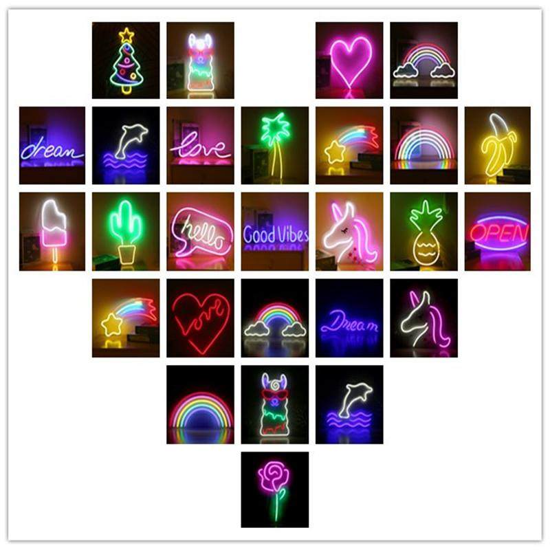 新款LED霓虹背板彩虹open兽头全系列透明背板霓虹灯led装饰小夜灯