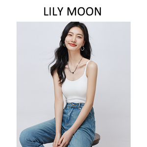 lilymoon舒适无痕弹力带胸垫长款女式白色吊带背心内搭外穿