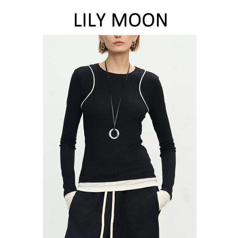 LILYMOON秋冬针织衫女款百搭天丝羊毛圆领长袖打底衫