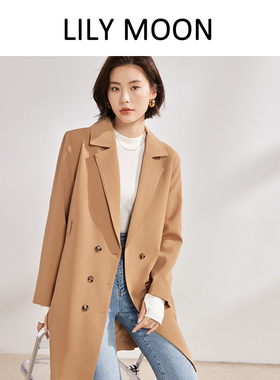 【清仓】LILYMOON春秋休闲中长款风衣女气质韩系经典外套百搭通勤