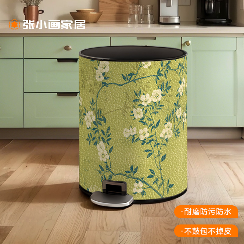 厨房家用不锈钢中古风垃圾桶高颜值免弯腰大容量脚踏带盖子卫生桶