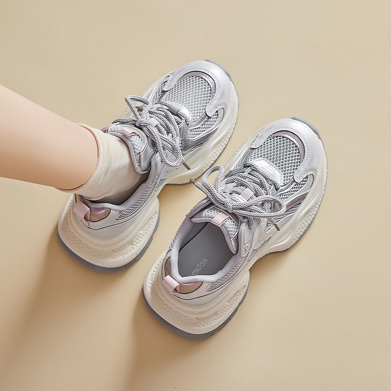 奥古狮登品牌官方正品银色老爹鞋女2026年新款秋季休闲运动网面厚,女鞋,老爹鞋,淘宝优惠券,粉丝福利购,淘宝优惠卷