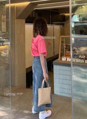 somethinginhere水洗牛仔半身裙女春韩版N高腰显瘦复古中长款a字