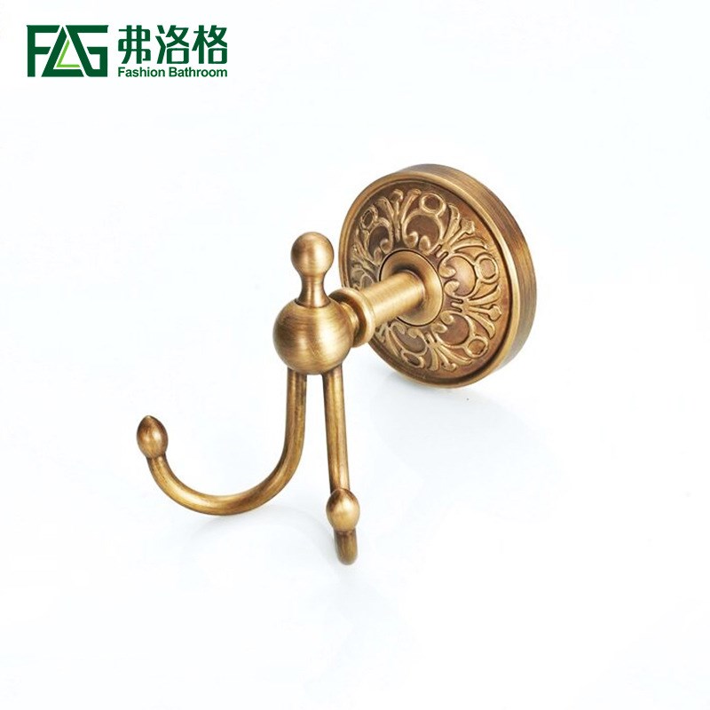 仿古衣钩 挂钩 衣帽钩 全铜雕花双钩 卫浴五金挂件 加厚型