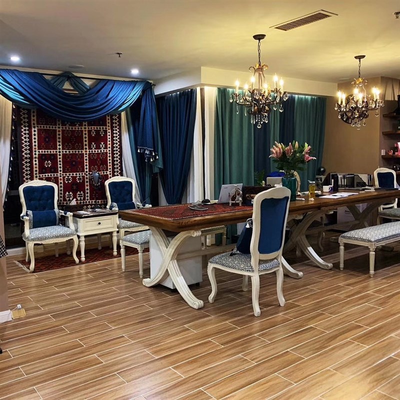 美式家用做旧实木餐桌椅组合欧式饭桌法式长桌复古乡村长方形桌子