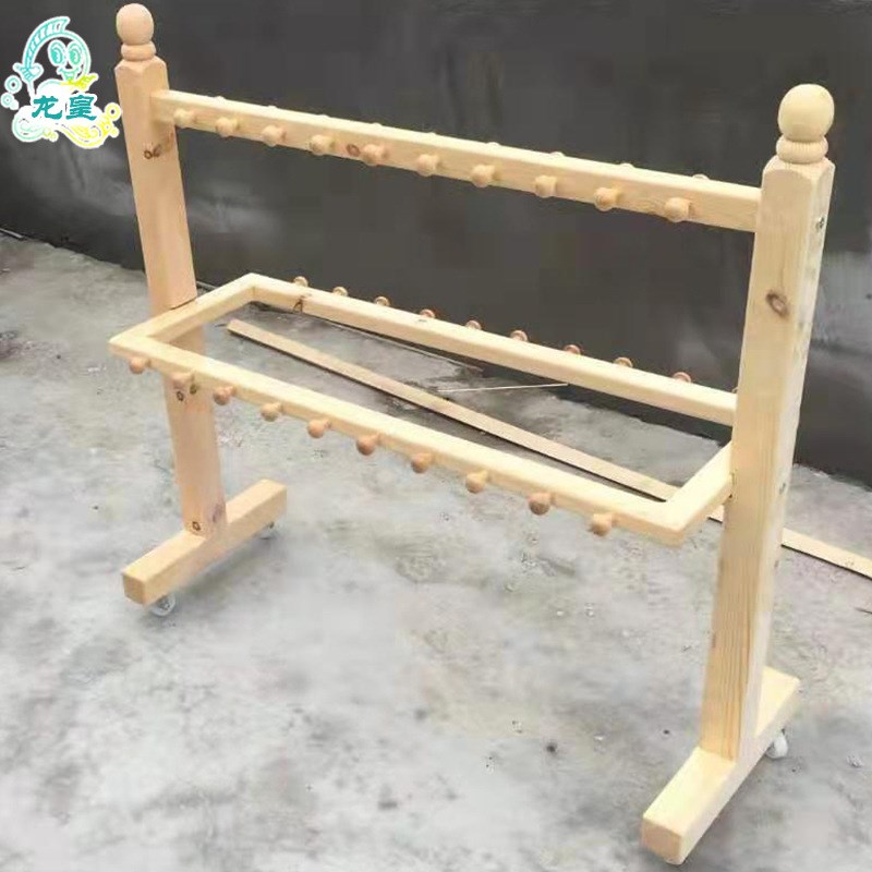 幼儿园实木落地毛巾架樟子松可移动木制带挂钩毛巾收纳口杯架组合