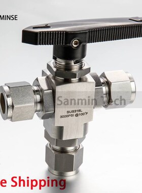 不锈钢卡套球阀 三通高压3000PSI  不锈钢球阀 SS316L