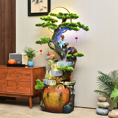 中式风水轮假山田园流水喷泉景观招财送礼摆件根雕客厅循环流水