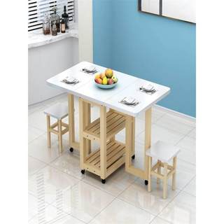 折叠餐桌家用小户型多功能简易实木桌可伸缩移动简约长方形吃饭桌