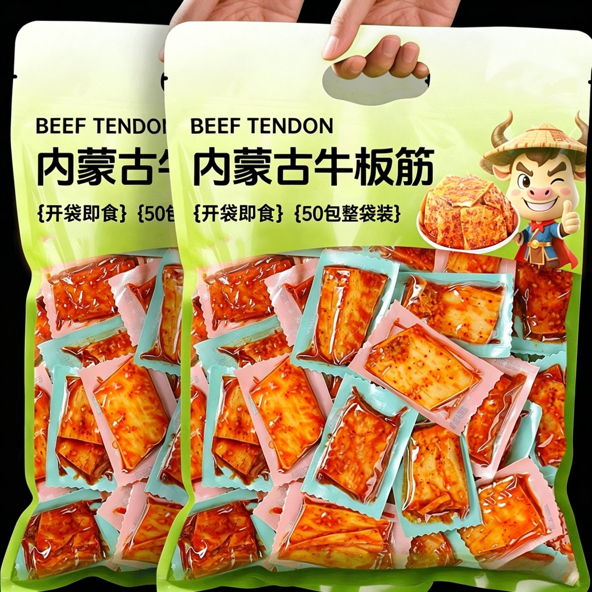内蒙古牛板筋片小包装正宗晚上解馋年货休闲零食品牛蹄筋开袋即食