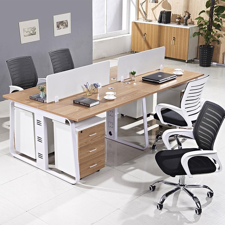 职员办公桌广州办公家具简约现代屏风员工桌4人位办公桌椅6人组合