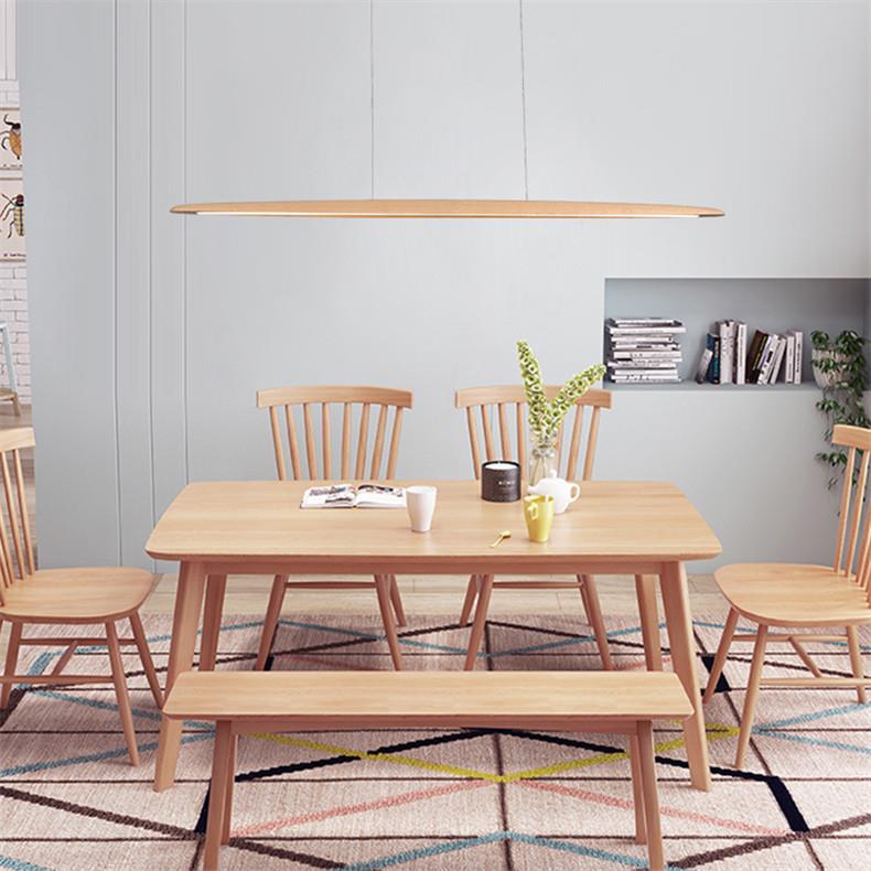 北欧餐厅吊灯长条前吧台极简一字设计师实木新中式餐桌吊灯具5118