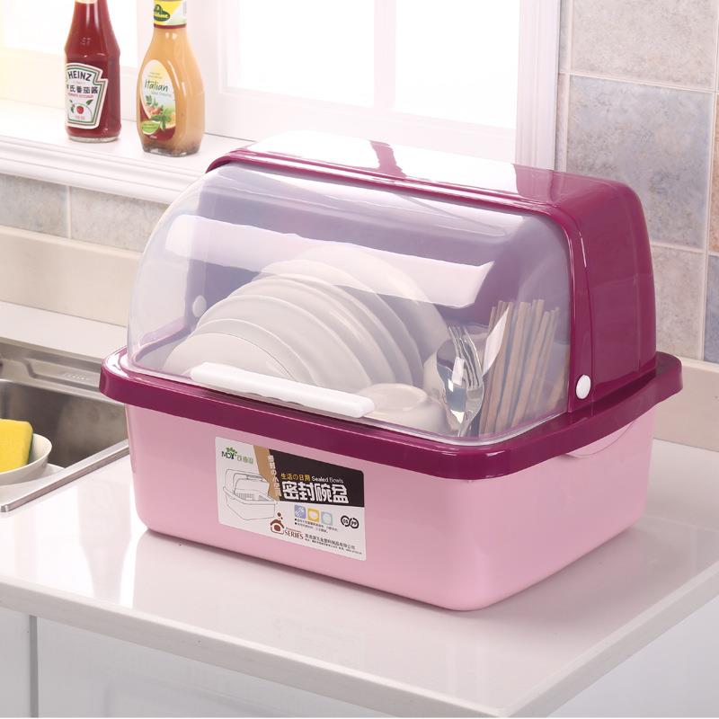 201碗柜厨房沥水碗架带盖碗筷餐具收纳盒塑料放碗碟架碗盘置物架