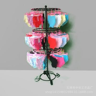 三层旋转服装店挂文胸内衣内裤展示架圆形落地式中岛货架旋转多层
