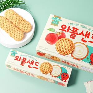 韩国进口Crown克丽安苹果味夹心华夫饼干午茶休闲食品解馋零食91g