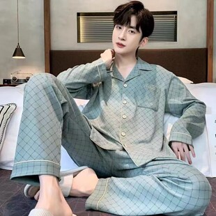 哚兰琪2025新款睡衣男士春秋季长袖纯棉大码秋冬款格子男款家居服