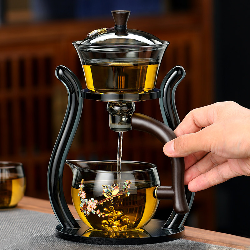 玻璃茶具套组半自动纯手工懒人泡茶器磁吸功夫茶具泡茶器茶水分离