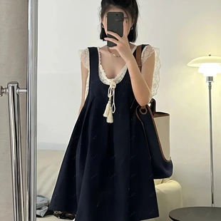 夏季 大码 露背海边度假连衣裙2025新款 女装 收腰绝美裙子 设计感无袖